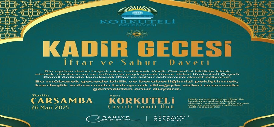 Korkuteli Belediyesi’nden Kadir Gecesi’ne Özel İftar ve Semazen Gösterisi